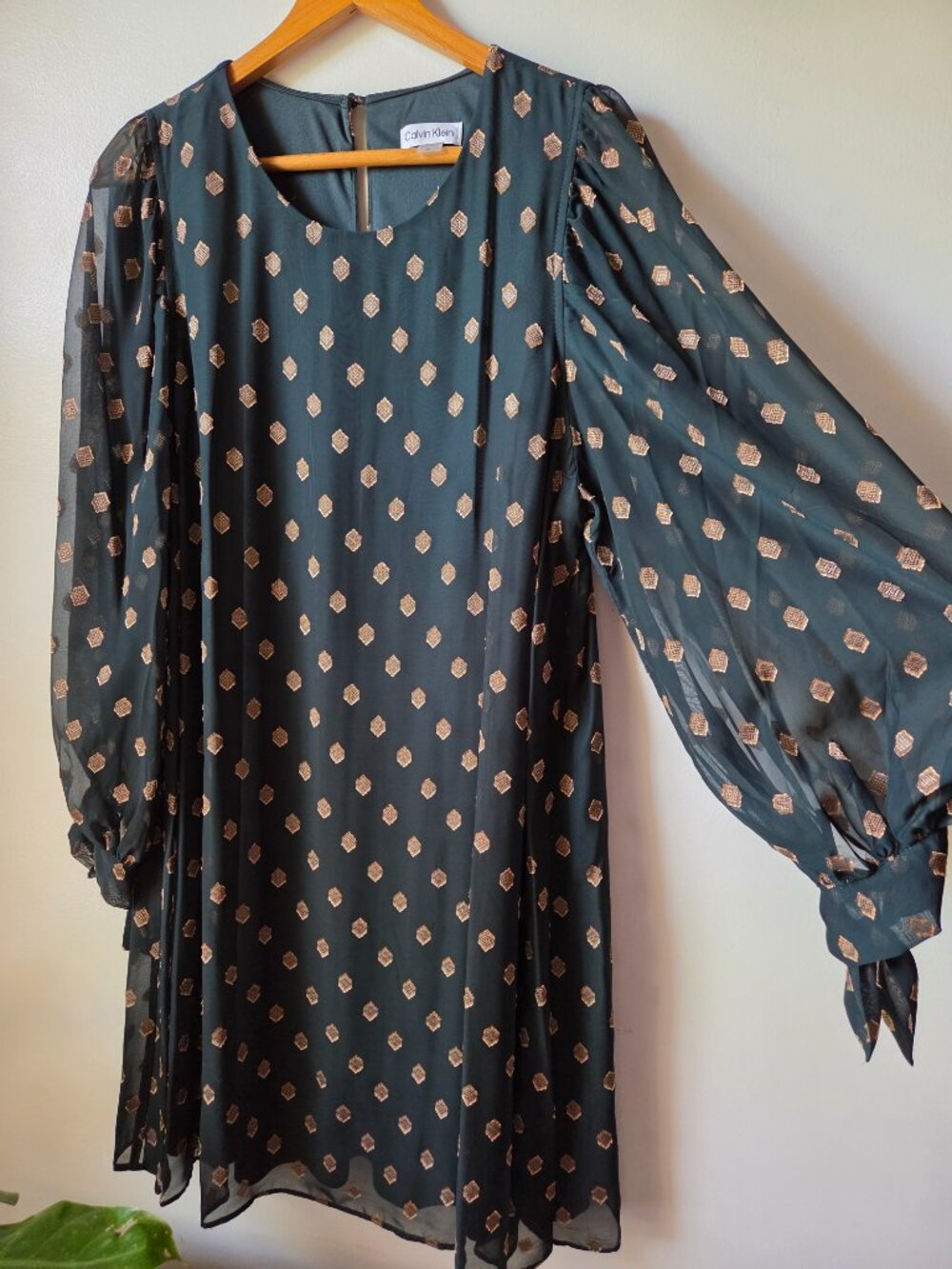 EUC CALVIN KLEIN TEAL / GOLD BOHO DRESS SIZE 10 / M